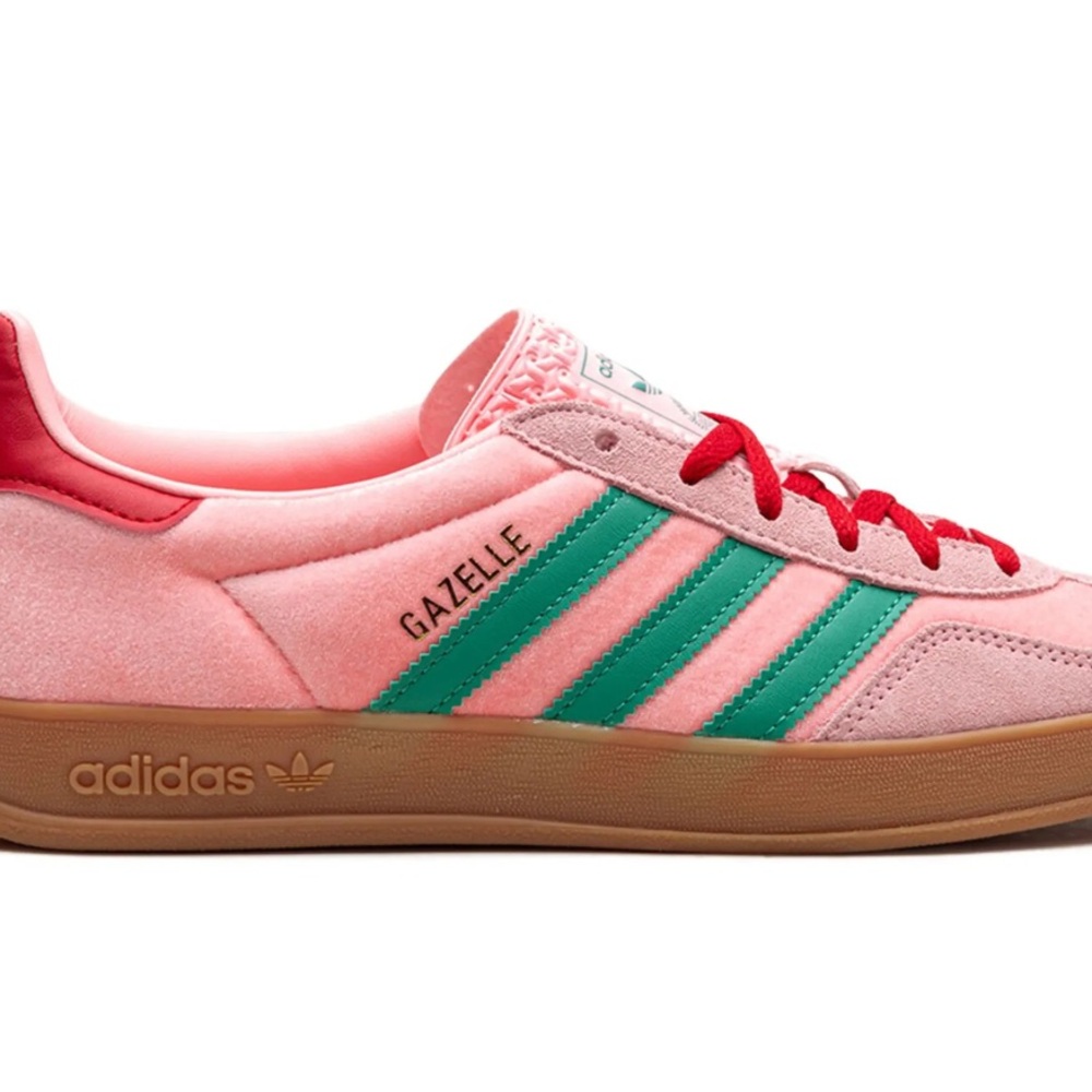 adidas Gazelle Pink and Red Athletic Shoes